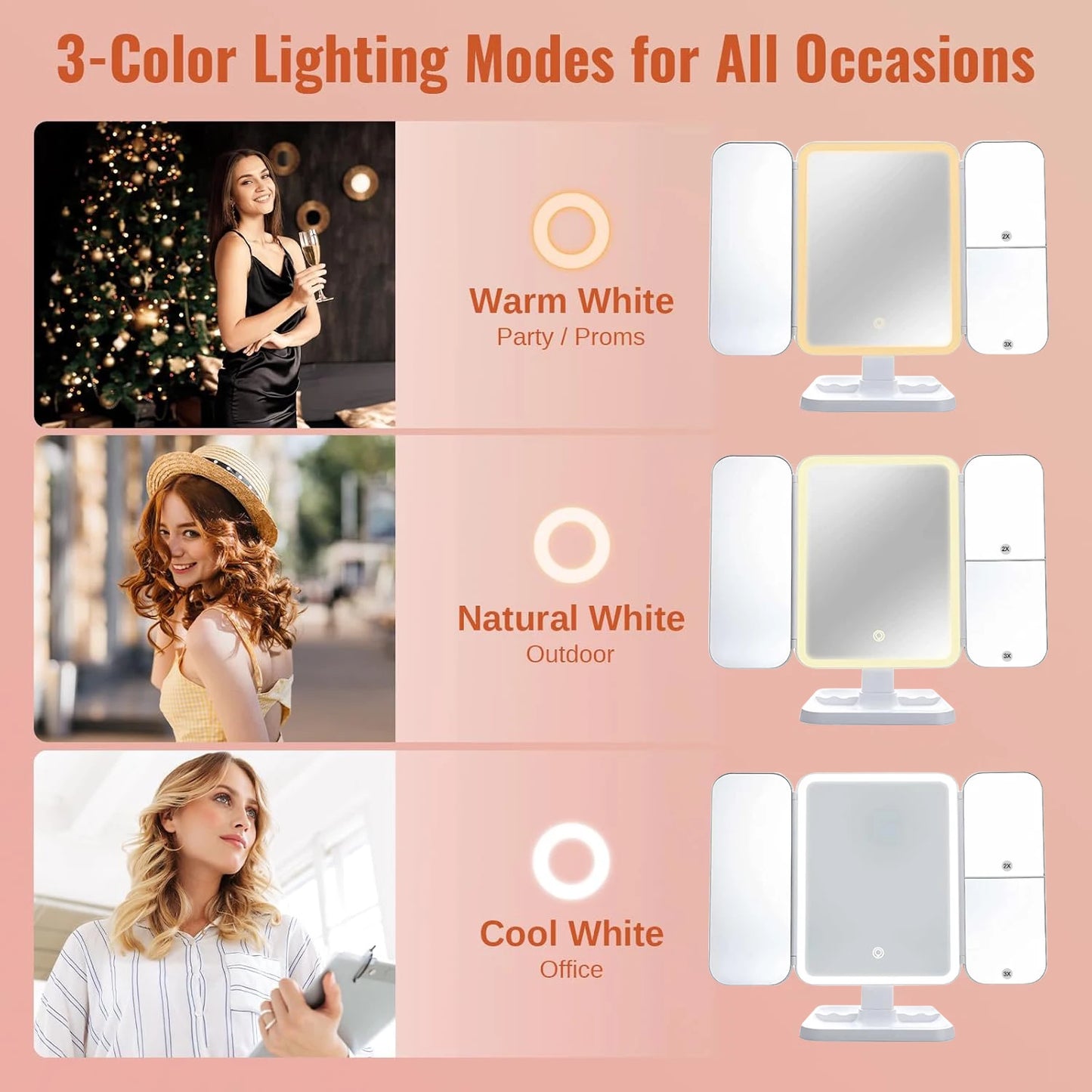 Miroir LED Tactile Maquillage